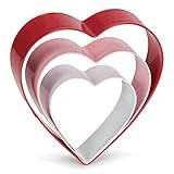 Patisse heart shape cookie cutters, set of 3 sizes, stainless steel assorted pink,red | Amazon (US)