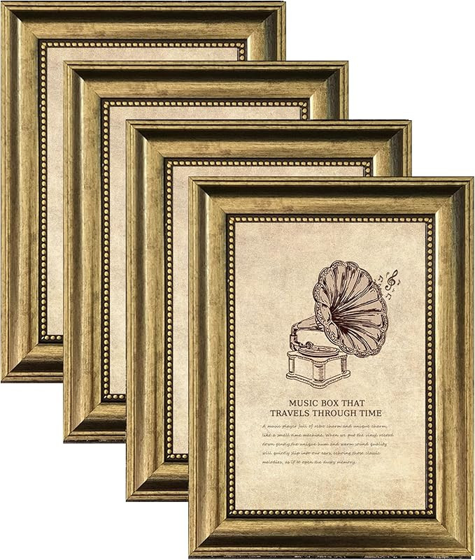 4x6 Picture Frame with Real Glass, 4 set Ornate Vintage Picture Frames for Wall or Tabletop Displ... | Amazon (US)