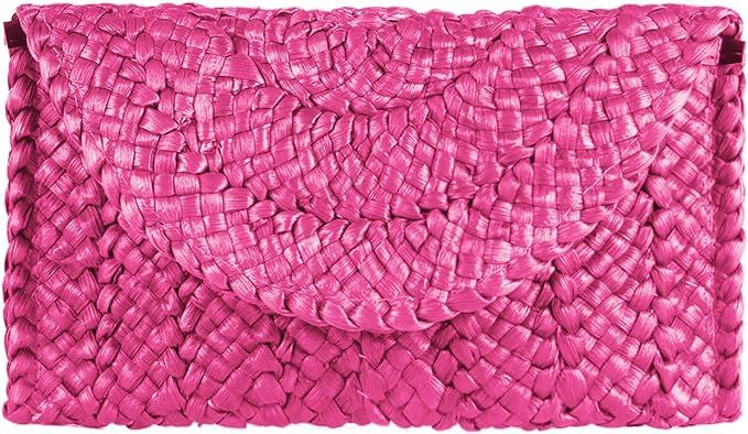 Freie Liebe Straw Clutch Purses for Women Summer Beach Bags Envelope Woven Clutch Handbags | Amazon (US)