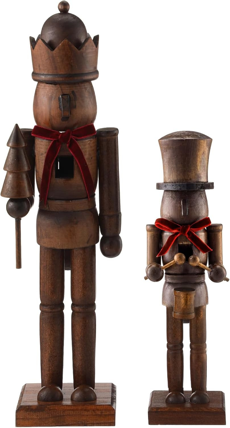 2 Pcs Dark Wood Christmas Nutcracker Figure Wooden | Amazon (US)