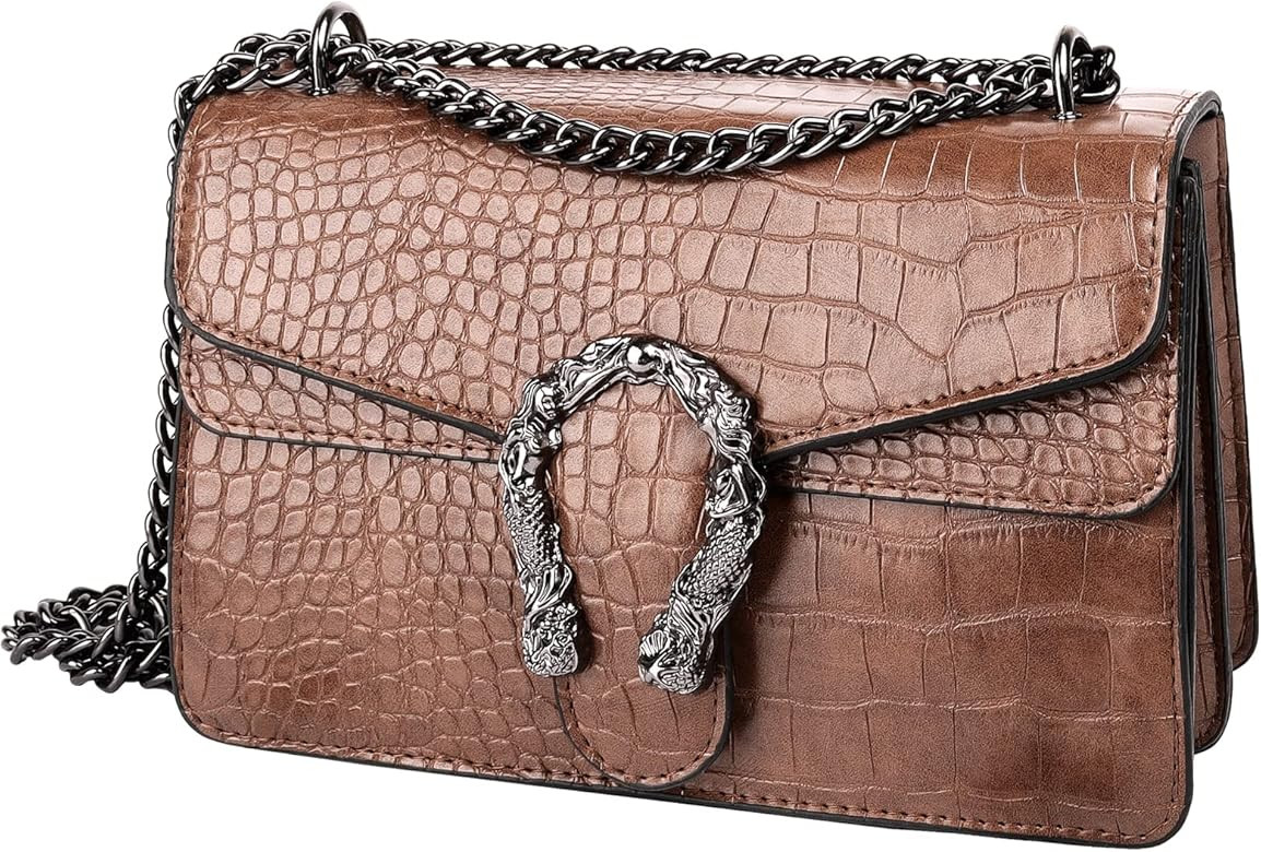 Crossbody Shoulder Bag for Women Luxurious Snake Print Leather Chain Tote Evening Square Handbag ... | Amazon (US)