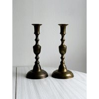 2 Antique Brass Candlesticks, Decorative Candle Holders, Soft Lighting, Classic & Timeless Style | Etsy (US)