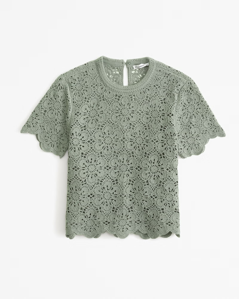 Women's Crochet Floral Lace Tee | Women's Tops | Abercrombie.com | Abercrombie & Fitch (US)