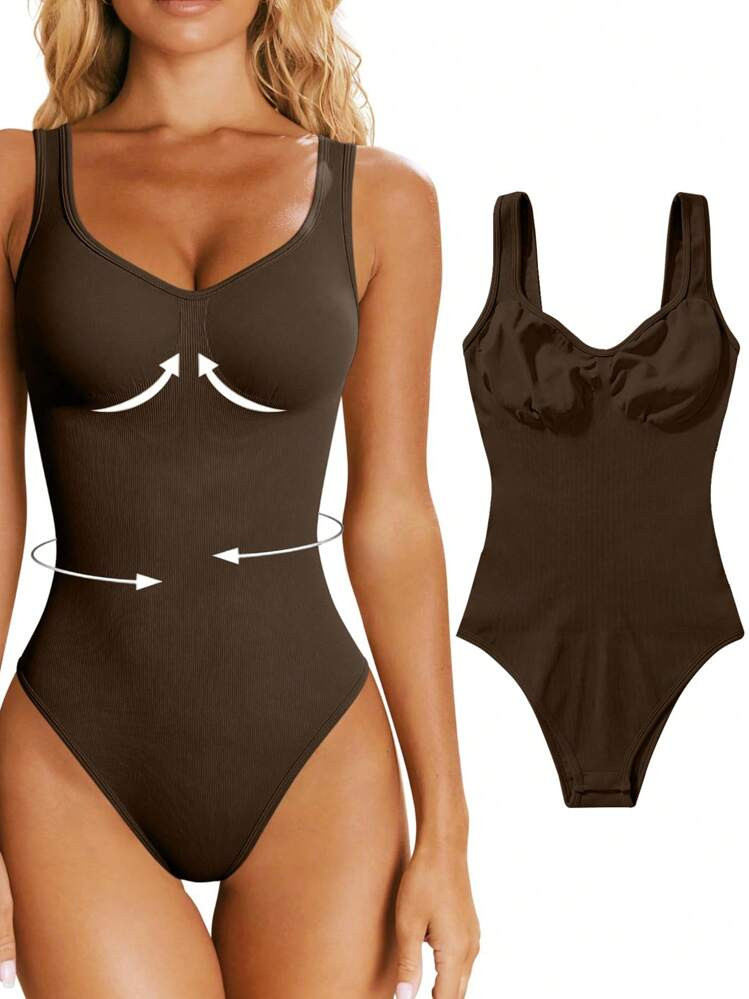 Eassivo Eassivo Seamless Yoga High Stretch Bodysuit With Built-In Bra Pads | SHEIN