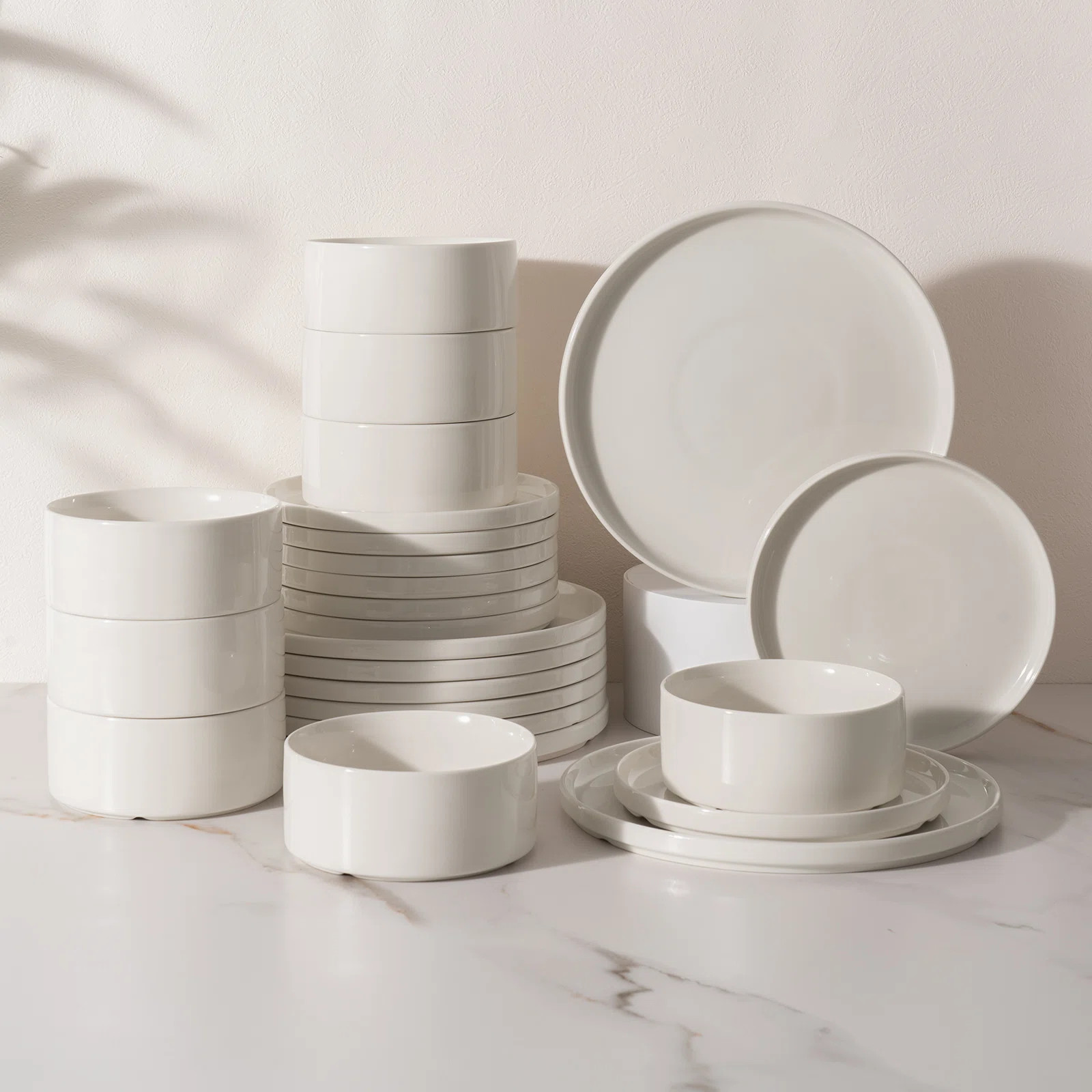 Jade Plates And Bowls Sets, 24 Piece Dinnerware Sets,Set For 8, White | Wayfair North America
