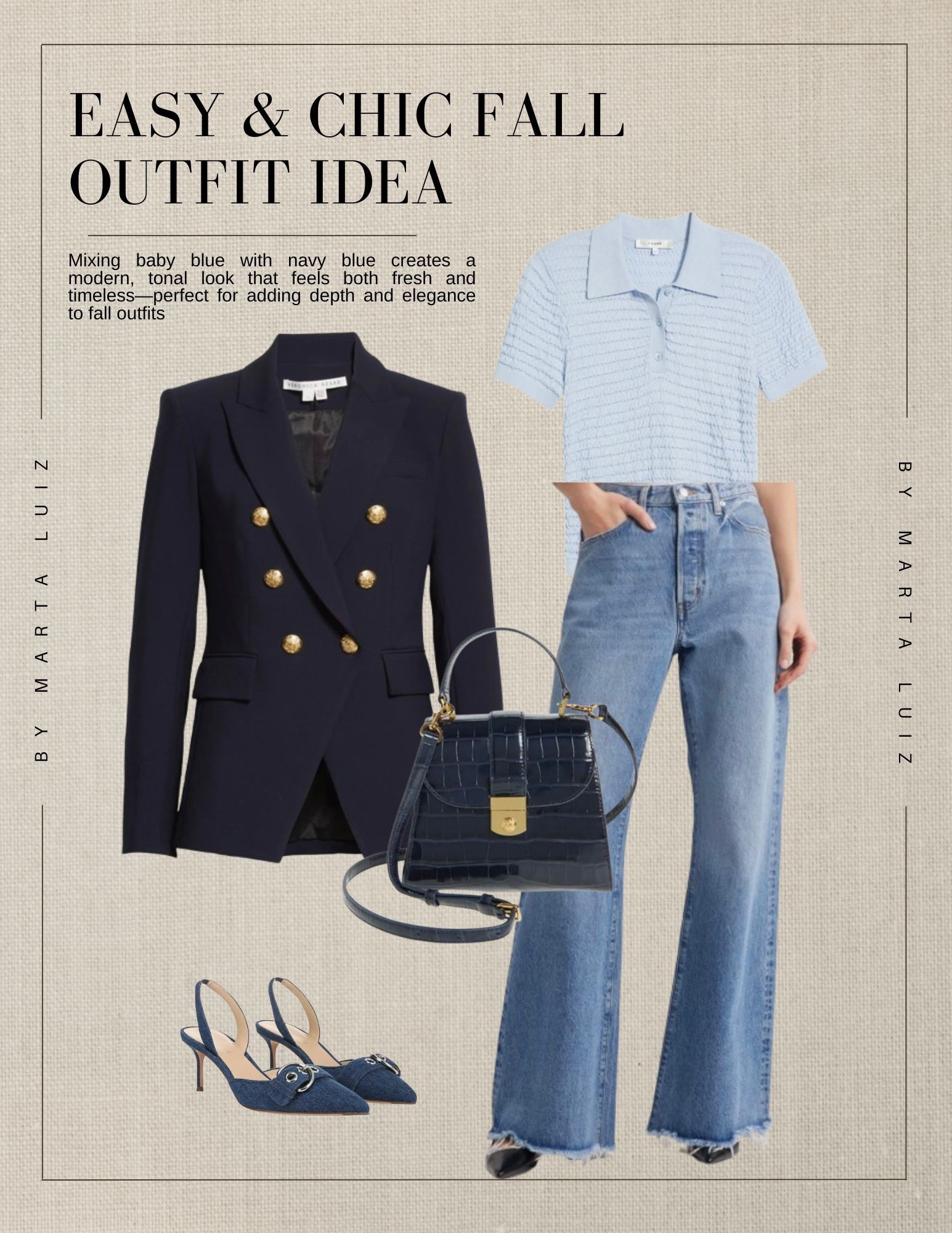 Business Casual outfit for fall

EASY & CHIC FALL
OUTFIT IDEA
Mixing baby blue with navy blue creates modern, tonal look that feels both fresh and timeless-perfect for adding depth and elegance to fall outfits. 

The Dickey Veronica Beard blazer is one of those rare pieces that truly earns its place as a wardrobe investment. Known for its impeccable tailoring and signature dickey insert, it offers the versatility of a polished blazer with the ability to transition into multiple looks simply by switching out the insert. 

#LTKWorkwear #LTKStyleTip #LTKFallSale