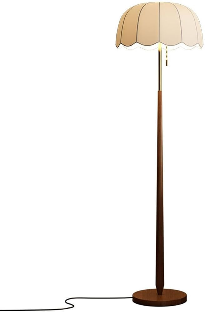 OUTMX Standing Lamp, Mid-Century Modern Floor Lamp, E27 Scalloped Fabric Shade Tall Reading Light... | Amazon (US)