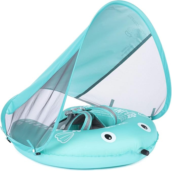 Mambobaby Float Self-Inflating Baby Swim Float with Canopy, Compressible Folding Pool Baby Float,... | Amazon (US)