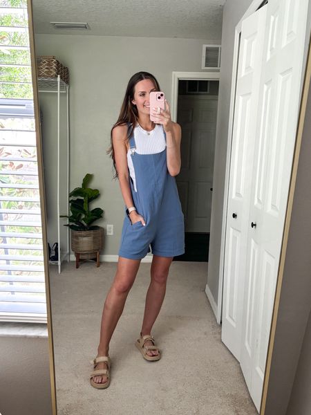 Oversized Amazon overalls! These have a FP feel to them!

**sizing:
Overalls: small, they fit overloaded
Tank: m, fits tts
Sandals: 8.5, fit tts

#amazonfashion #amazonfinds #summerfashion #springfashion 

#LTKfindsunder50