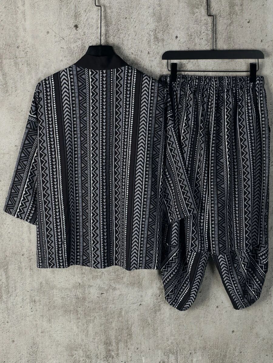 Men Random Geo Print Kimono & Shorts
   
      SKU: sm2206231757709877
          (100+ Reviews)  ... | SHEIN
