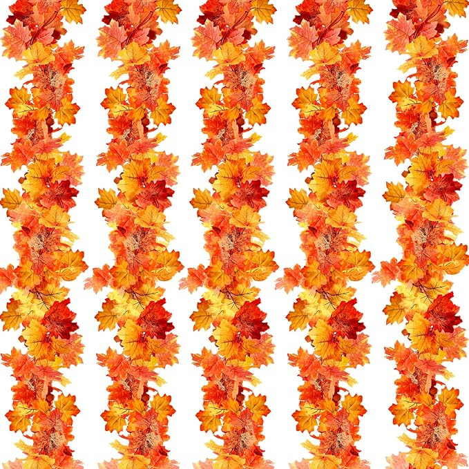 joyhalo 5 Pack Fall Garland - Fall Leaves Garland,Fall Leaf Garland,Autumn Maple Leaf Garland Han... | Amazon (US)