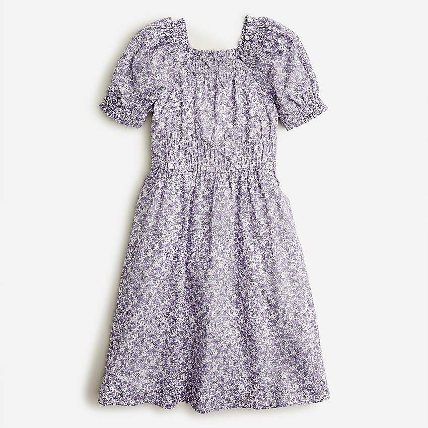 Girls' puff-sleeve tie-front dress in floral | J. Crew US