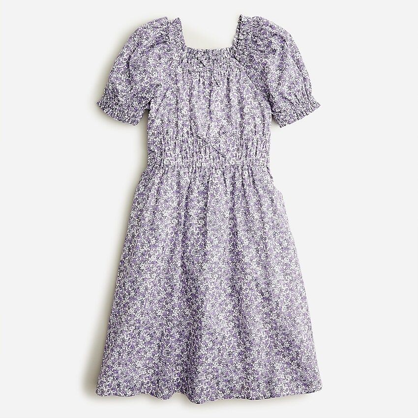Girls' puff-sleeve tie-front dress in floral | J.Crew US
