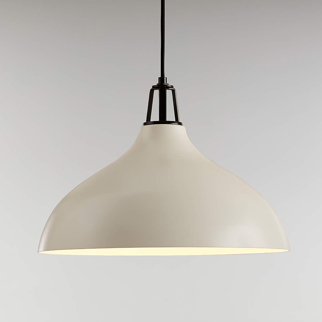 Maddox White Bell Pendant with Black Socket | Crate & Barrel | Crate & Barrel