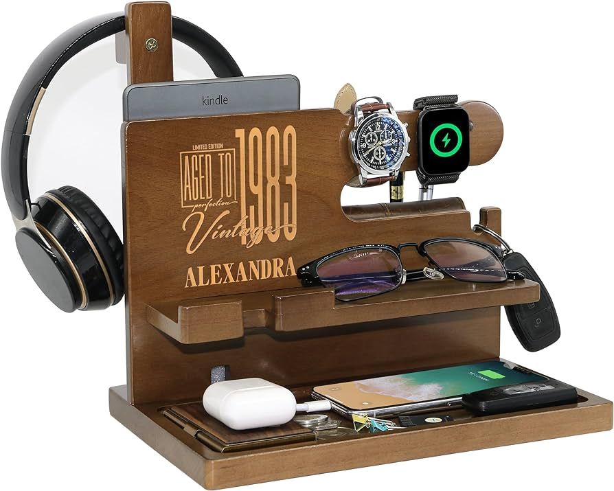 SamGoat Personalized Desk Organizer with Headphone Stand: Unique Handmade Birthday Present for Me... | Amazon (US)