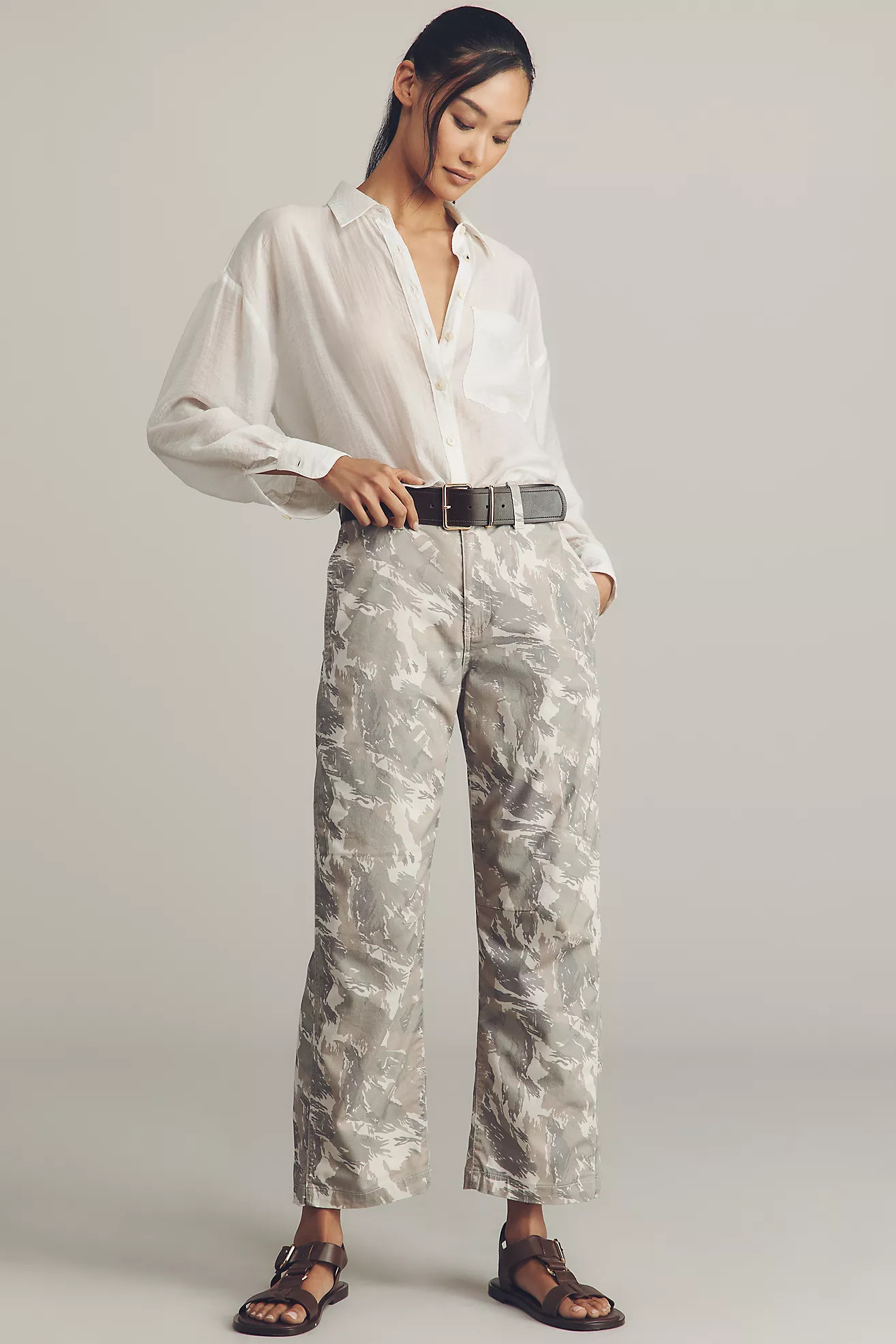 AG Fiona Camo High-Rise Barrel Pants | Anthropologie (US)