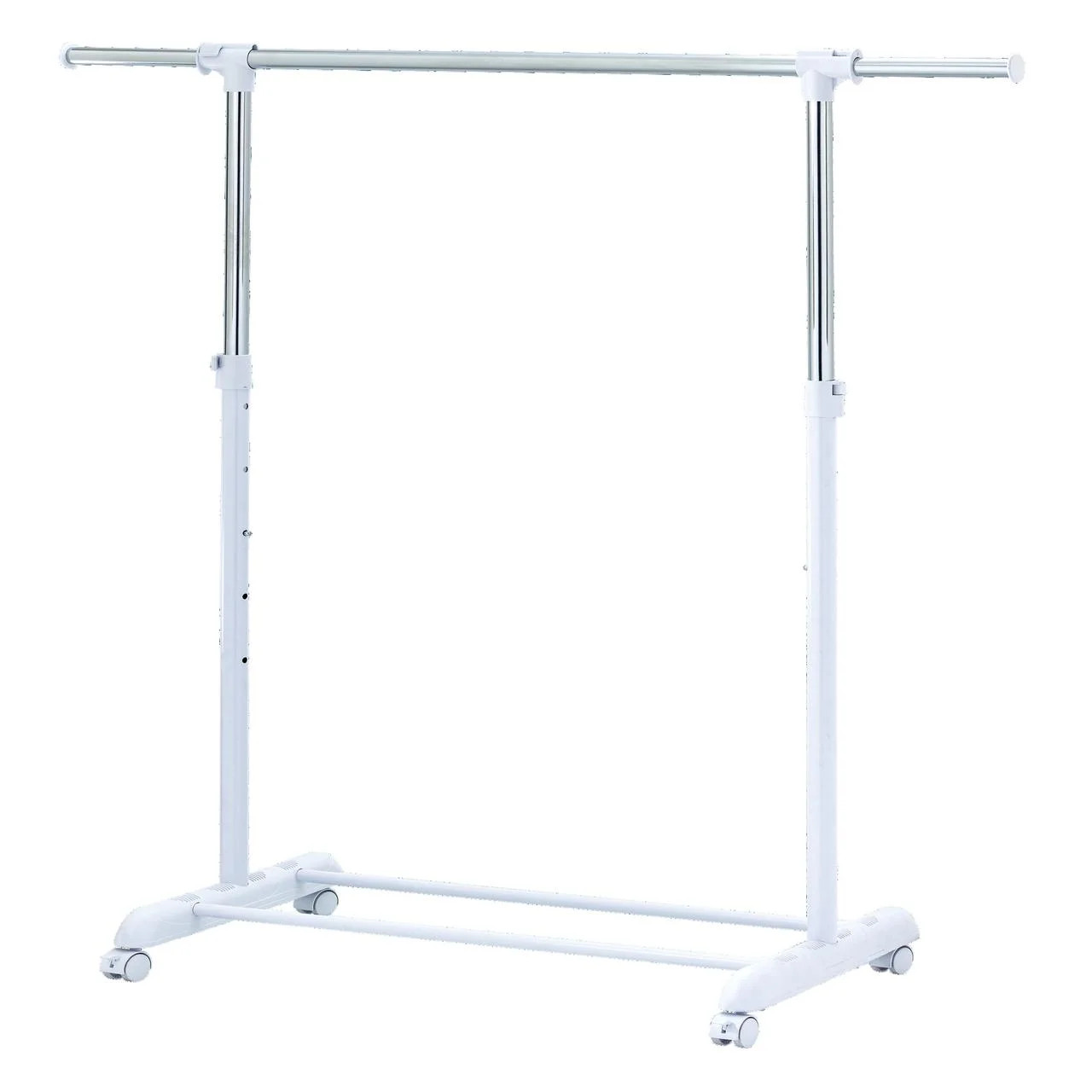 Mainstays Adjustable Rolling Garment Rack Metal Chrome, White, 84-121Wx44Dx123.5-163Hcm | Walmart (US)