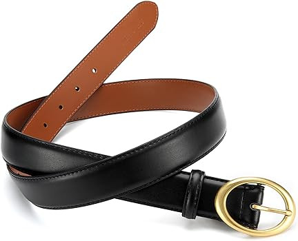 Womens Belts for Jeans, CR Womens Leather Belt with Gold Buckle, 1.15" Width Ladies Casual Belts ... | Amazon (US)