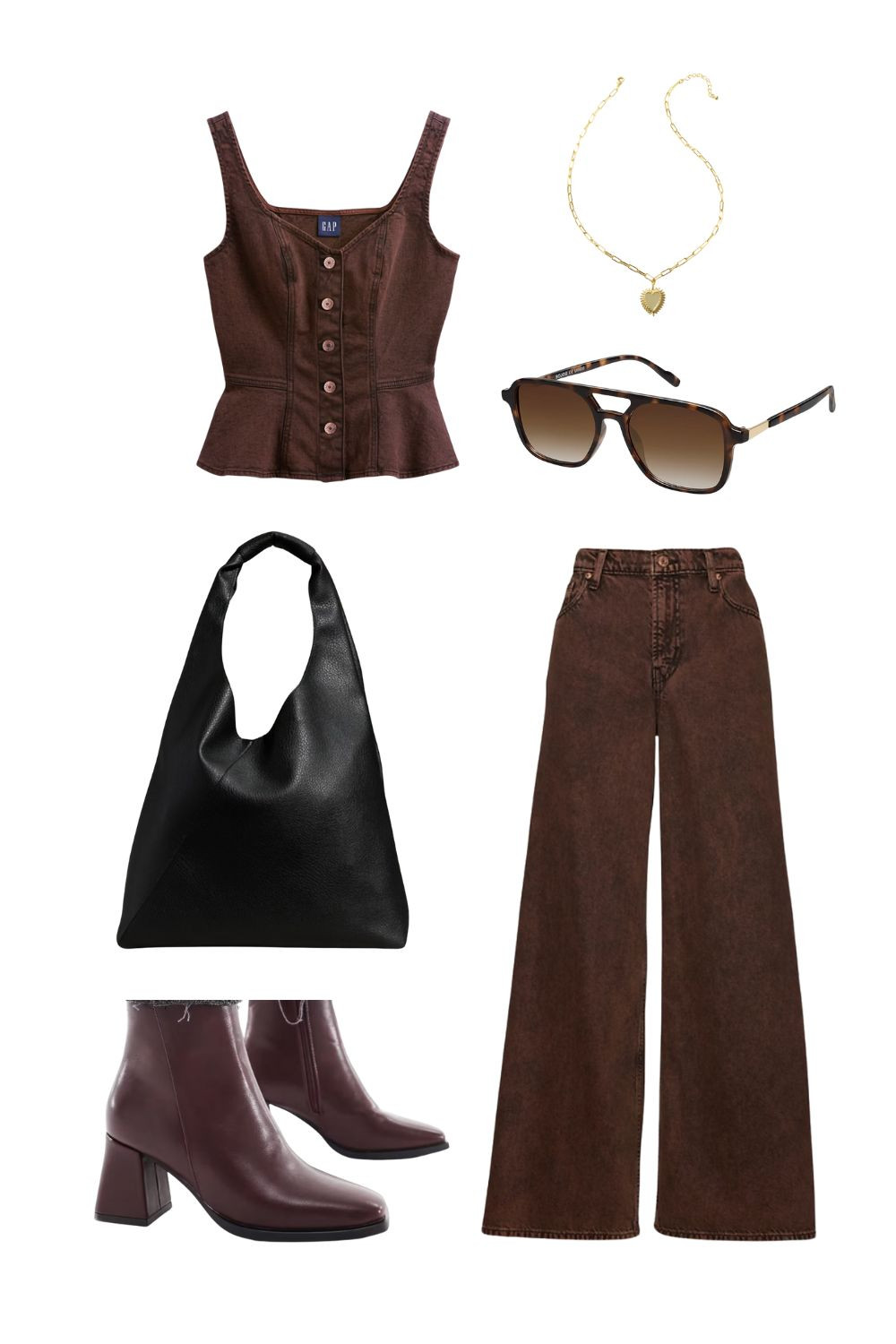 This chic brown-on-brown fall outfit is the perfect mix of neutral staples and modern style. Wide-leg pants, a corset-inspired top, and ankle boots make this look polished yet comfortable. Shop the full outfit — including bag, boots, and accessories   

 #LTKSeasonal #LTKFindsUnder100 #LTKStyleTip