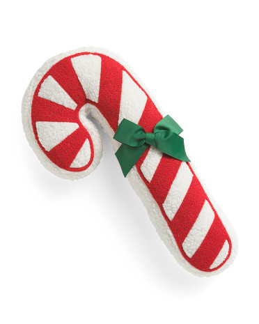 9x18 Shaped Sherpa Candy Cane Pillow | TJ Maxx