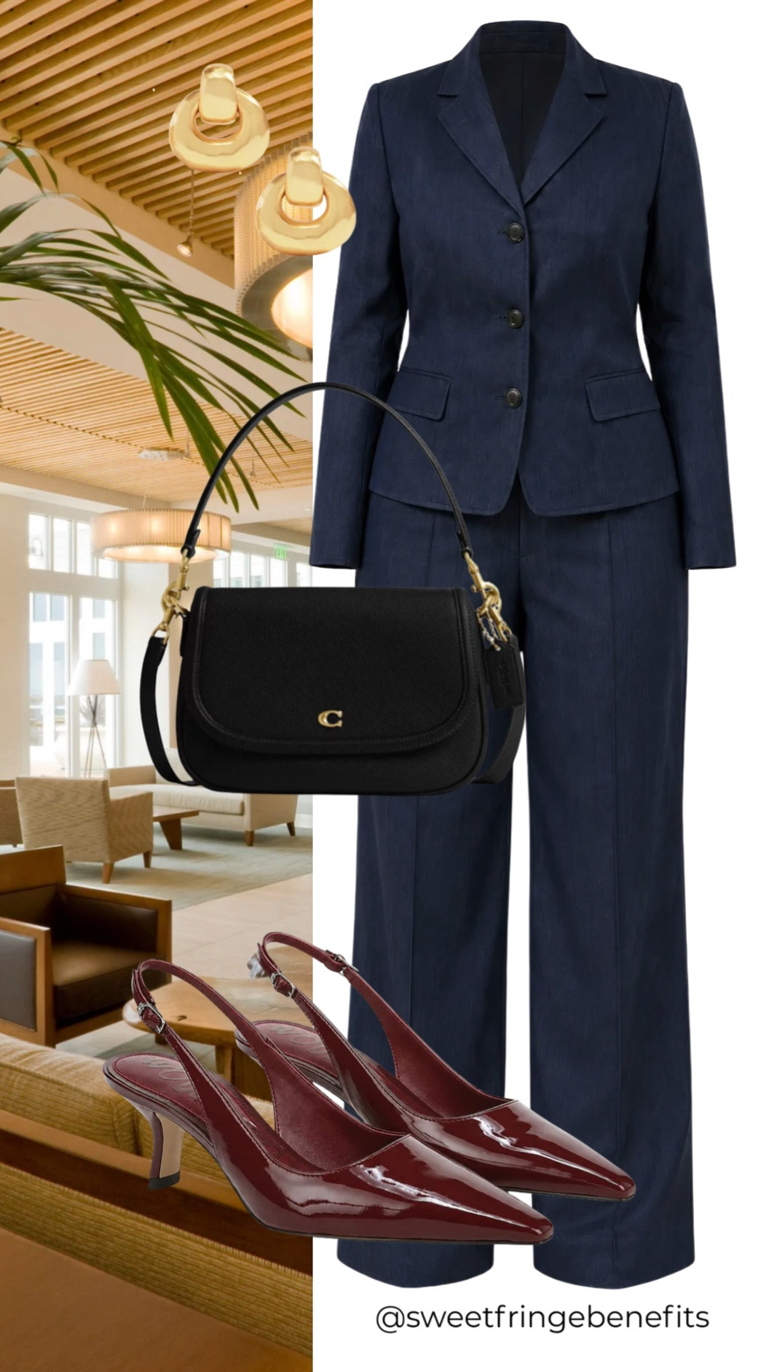 This navy tailored suit makes dressing up feel effortless. The feminine fit and clean lines look polished without feeling overly corporate, while burgundy slingbacks and a black crossbody add a sophisticated finishing touch.

💡 LTK MADE EASY
❤️ Heart = Support my posts!
🔖 Save = Get sale & restock alerts
📋 Lists = Keep favorites organized
📲 Share = Send lists and products to a friend. Hello, Christmas List!
💬 Comment = Ask me anything about what I'm wearing.:-)

#LTKootd #LTKWorkwear #LTKOver40