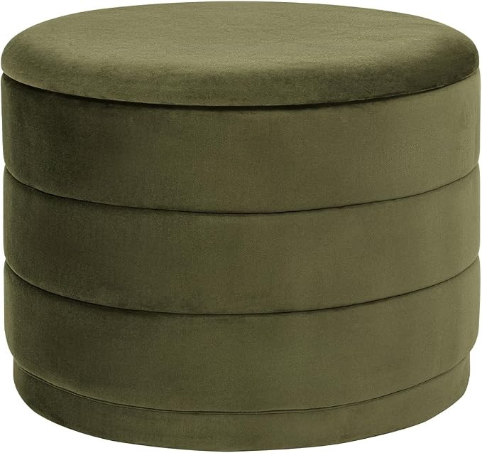23" Round Velvet Storage Ottoman with Reversible Lid, Soft Padded Footrest and Hidden Storage, La... | Amazon (US)