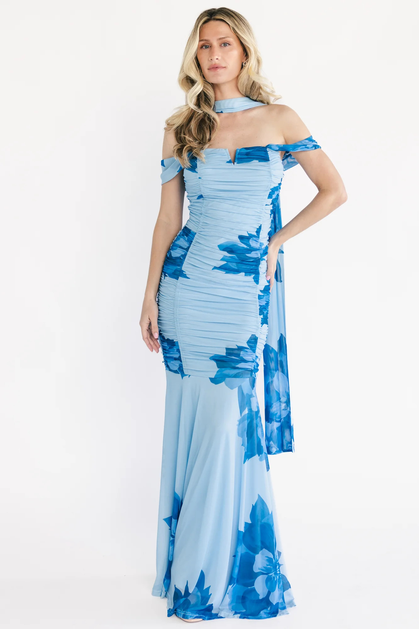 Bellina Off Shoulder Maxi Dress | Blue | Baltic Born