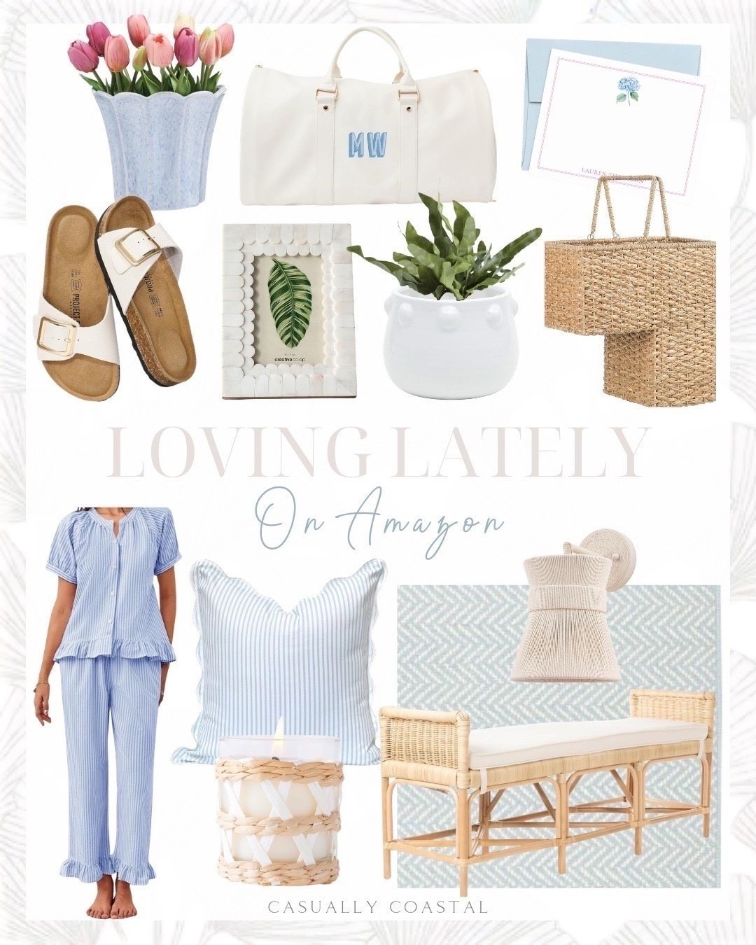 Loving Lately on Amazon

Amazon home decor, Amazon rug, Amazon beach, Amazon pajamas, Amazon faux plant, Amazon basket, Amazon sandals, Amazon picture frame, coastal home decor, coastal rug, blue rug, rattan sandbar bench, ceramic bowl vase, fern drop in, rope stair basket with handles, white scalloped photo frame, woven wall sconces, coastal sconces, dressy beach sandals, convertible garment duffle bag, personalized hydrangea stationery cards, 3x5 rug, geometric accent rug, striped pajama set, cotton pajamas, Amazon pillow cover, coastal pillow cover, scalloped throw pillow cover, beach bungalow seagrass candle, fluted ceramic pot

#LTKHome