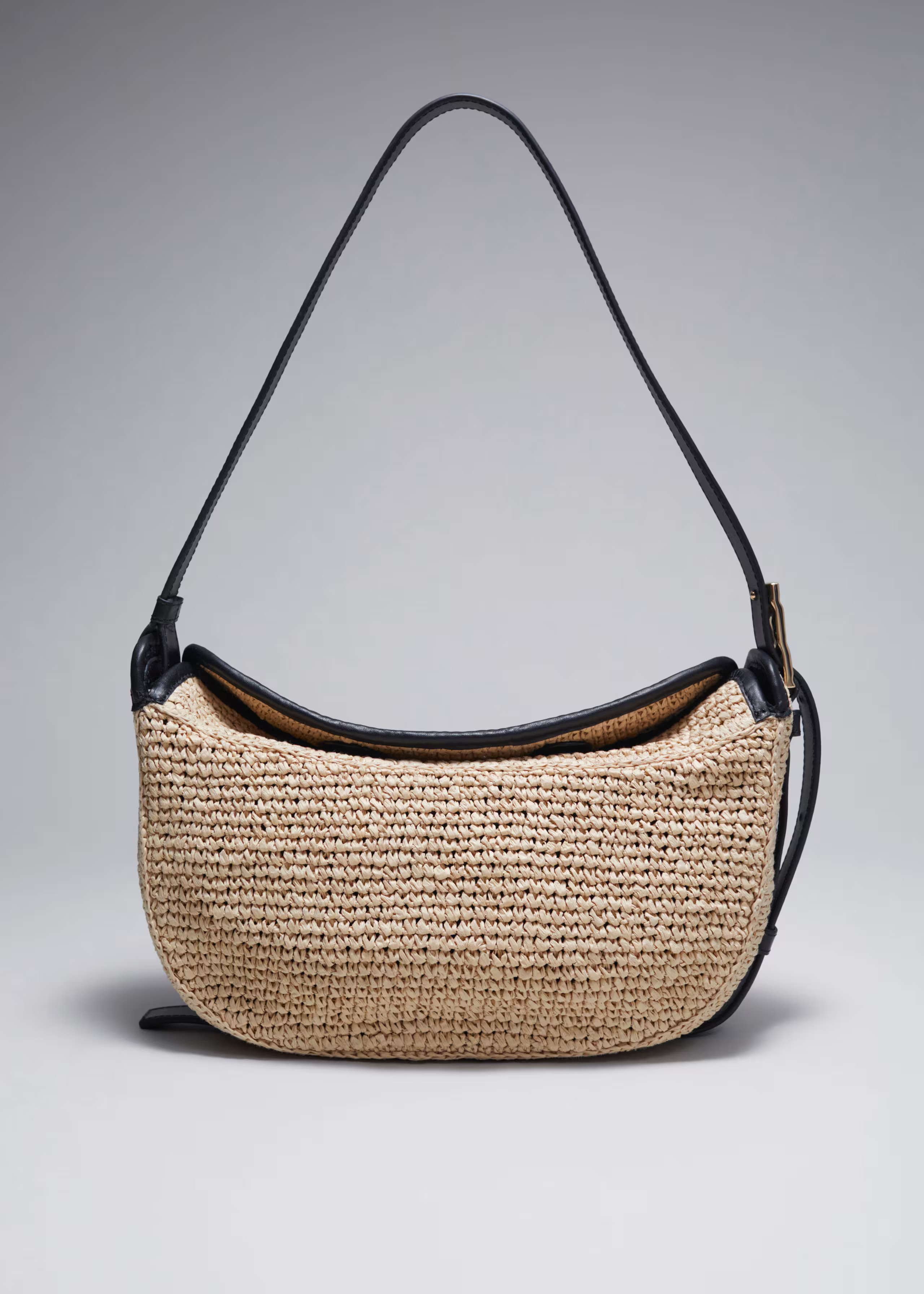 Leather-Trimmed Straw Shoulder Bag | & Other Stories UK