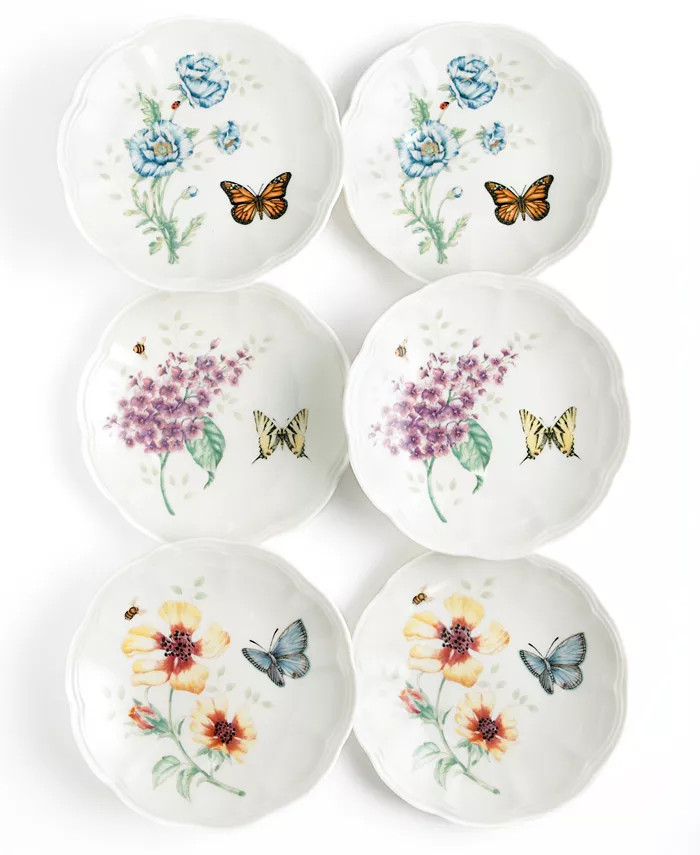 Lenox Butterfly Meadow Set of 6 Tidbit Party Plates - Macy's | Macy's