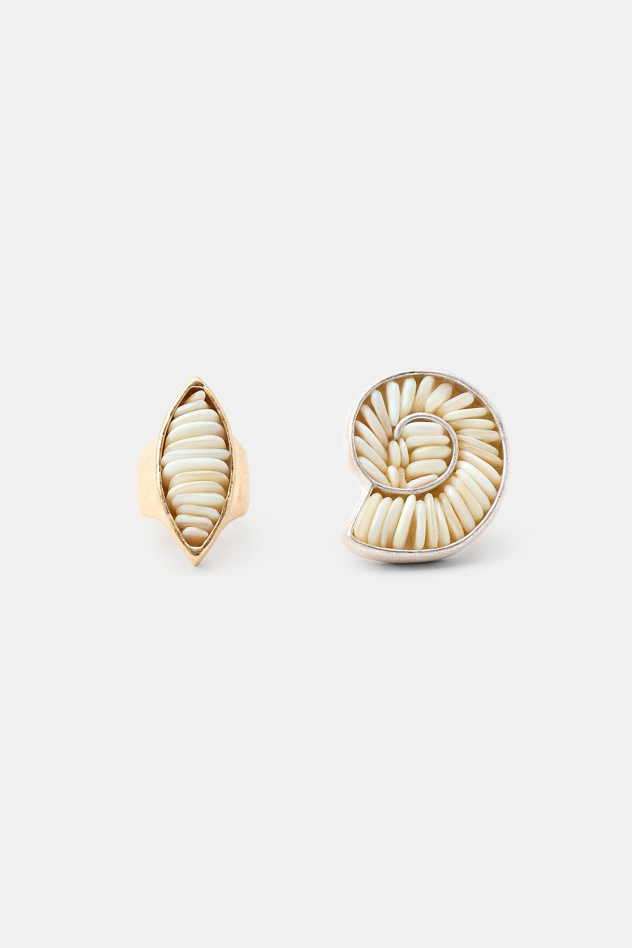 PACK OF 2 OVAL SHELL MAXI RINGS | Zara US