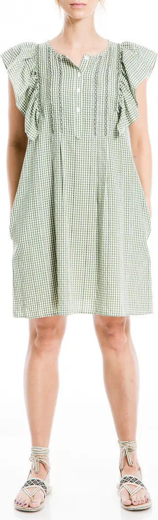 MAXSTUDIO MAX STUDIO Yarn Dye Flutter Sleeve Pintucked Dress | Nordstromrack | Nordstrom Rack