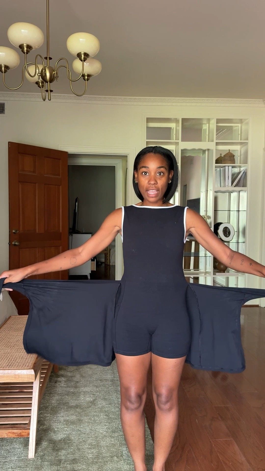 Black activewear wrap dress with attached biker shorts 

#LTKStyleTip #LTKFallSale #LTKActive