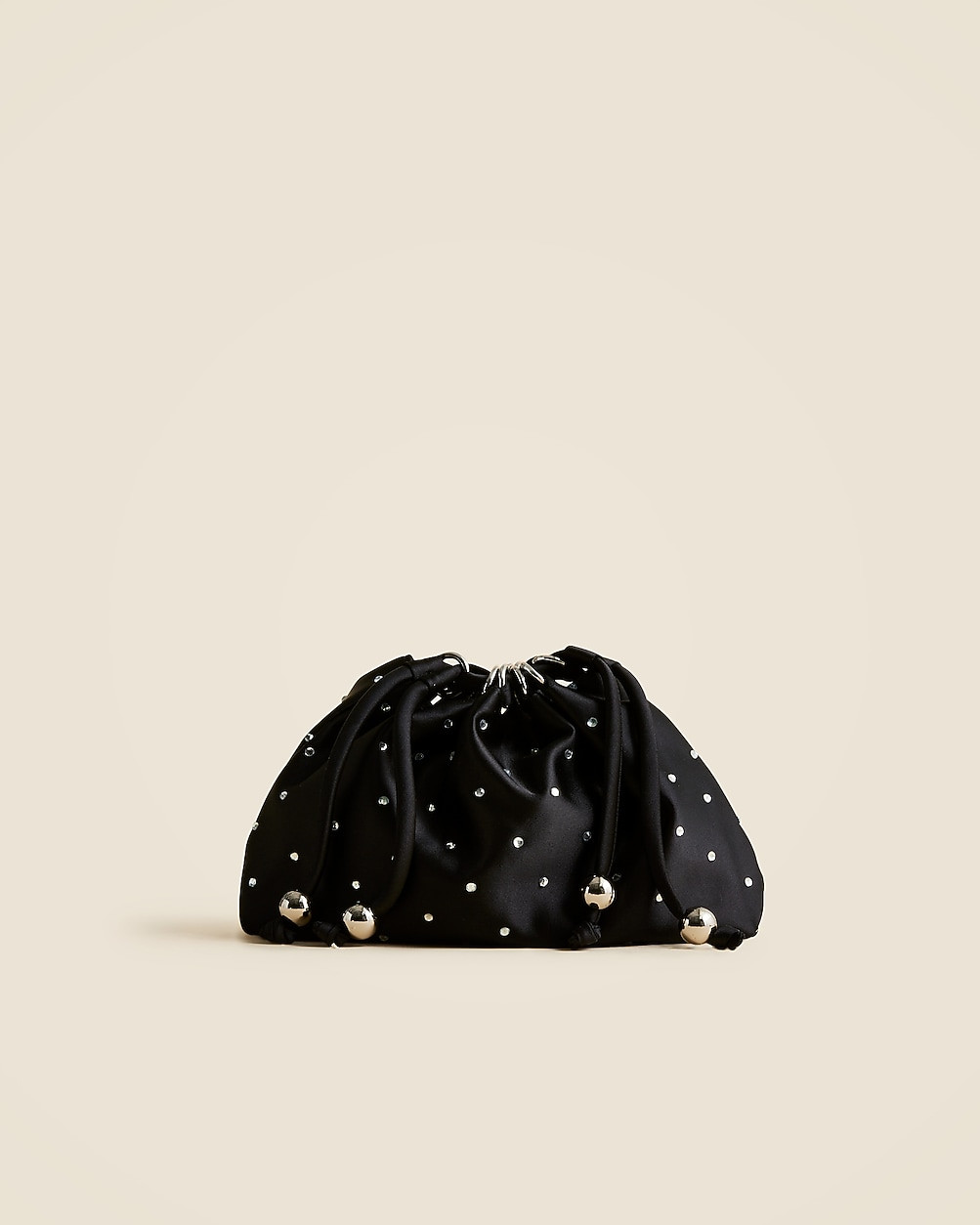 Drawstring pouch bag in crystal-embellished satin | J. Crew US