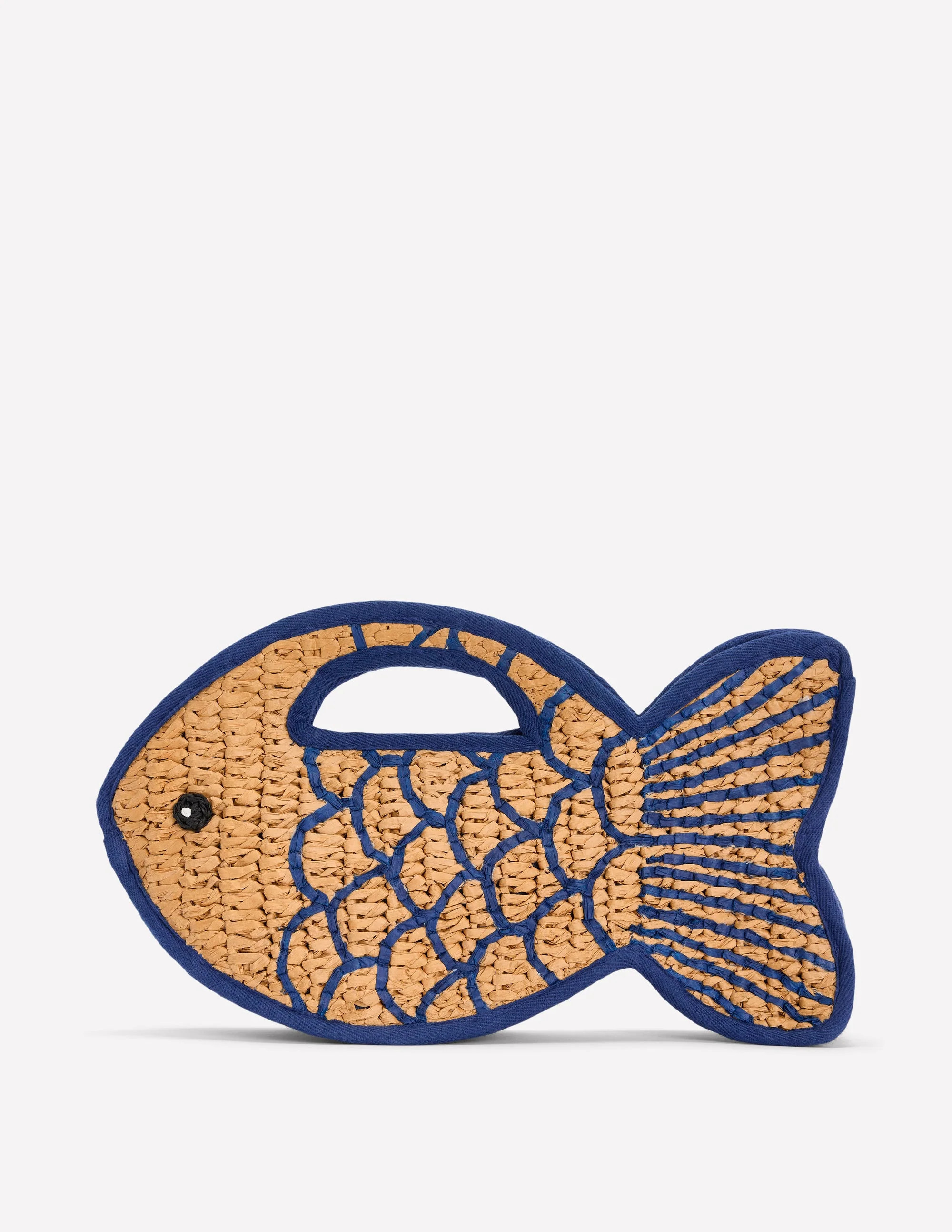 Novelty Fish Clutch-Natural/Bright Blue | Boden UK