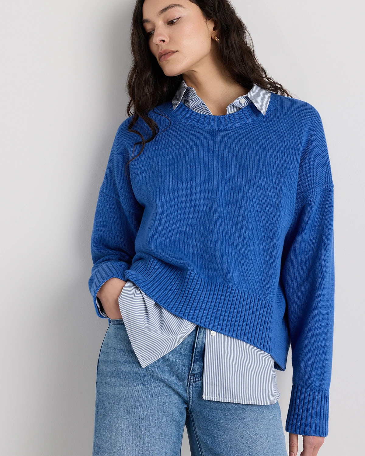 100% Organic Cotton Boyfriend Crew Sweater | Quince