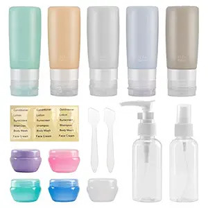 Amazon.com: Beveetio Travel Bottles TSA Approved 15 Pack,2.9oz Silicone Refillable Size Container... | Amazon (US)