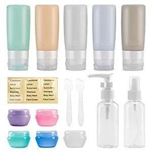 Amazon.com: Beveetio Travel Bottles TSA Approved 15 Pack,2.9oz Silicone Refillable Size Container... | Amazon (US)