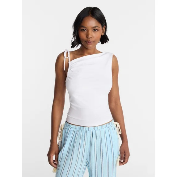 No Boundaries One Shoulder Ruched Top, Women’s XXS-XXL | Walmart (US)