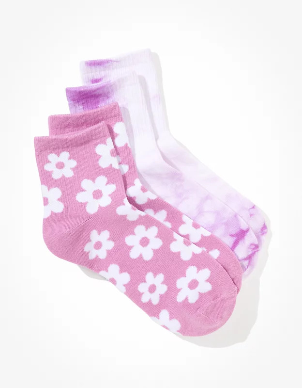 AE Daisy + Tie-Dye Boyfriend Sock 2-Pack | American Eagle Outfitters (US & CA)