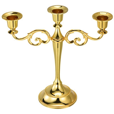 Unique Bargains Home Decor Wedding Birthday Party Dinning Table 3 Arm Metal Candelabra Gold | Target