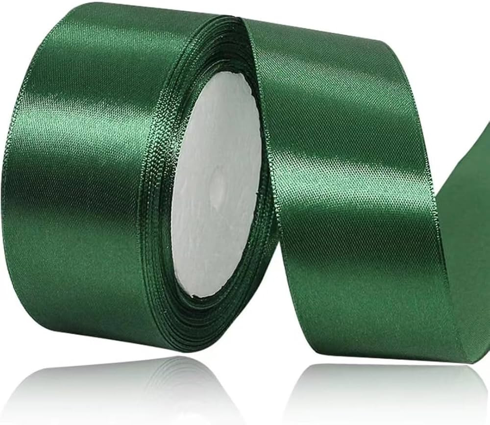 Dark Green Ribbon 1-1/2 Inch x 25 Yards, Forest Green Satin Ribbon Solid Color Fabric Ribbon for ... | Amazon (US)