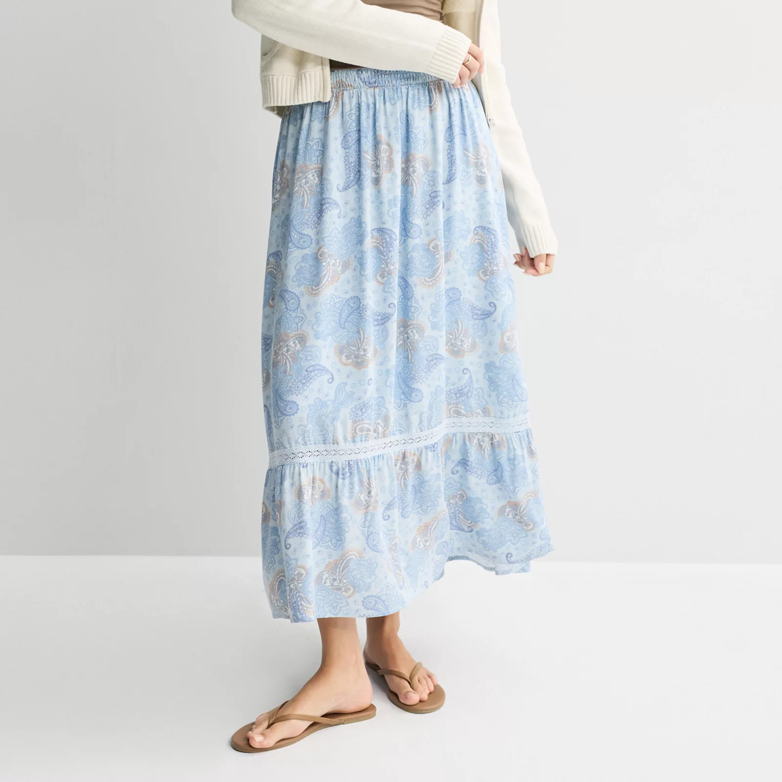 Juniors' Pink Rose Cross Hatch Midi Skirt, Girl's, Size: Small, Blue Paisley | Kohl's