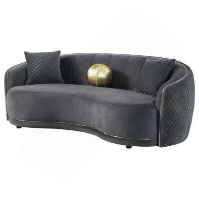 Luxe Dark Grey Upholstered Curved Sofa | Wayfair North America