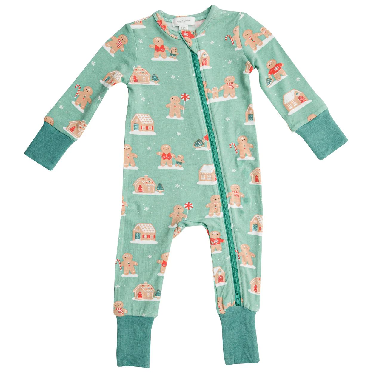 2-Way Zip Romper, Green Gingerbread | SpearmintLOVE