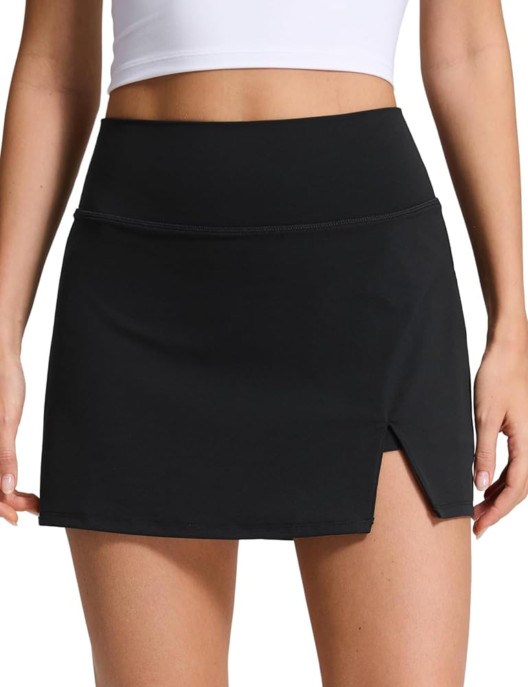 CRZ YOGA High Rise Front Slit Golf Skirts for Women - Mini A-line Tennis Casual Skort with Built-... | Amazon (US)