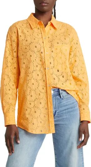 Arlo Eyelet Cotton Button-Up Shirt | Nordstrom