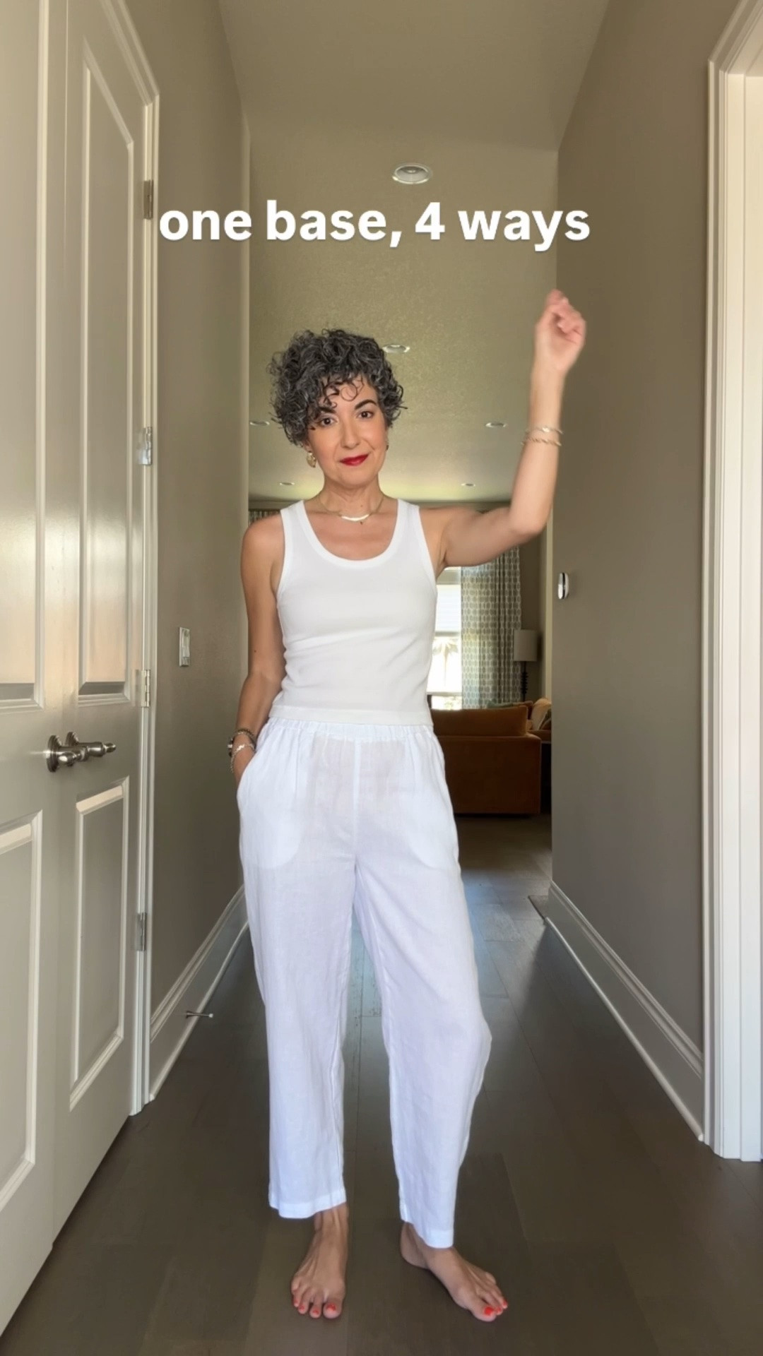 One Base, 4 Ways 🤍// Wearing a medium in pants. Tank is older from Target but I linked similar!
.
Other sizes: 
Striped top: small 
Red Loafers: 10 
Striped Button Up: XXL 
Leopard shoes: 9
Black Jacket: small 
Puma: 9.5

#LTKSeasonal