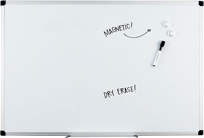 Amazon Basics Magnetic Dry Erase White Board, 36 x 24-Inch, Aluminum Frame, Silver/White | Amazon (US)