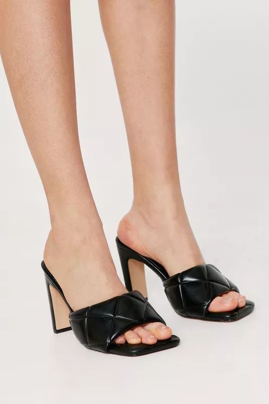 Faux Leather Quilted Heeled Mules | Nasty Gal (US)